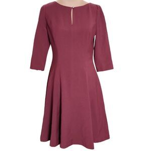 NWT White House Black Market Maroon Keyhole Fit and Flare Half Sleeve 4